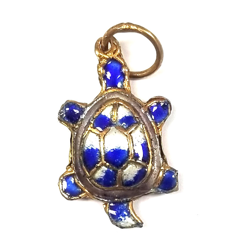 ENAMEL TURTLE 14X25MM BLUE